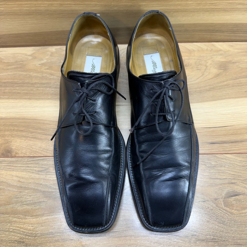 MEZLAN Black Leather Formal Dress Oxfords Mens 10 M Square Toe Wedding Business